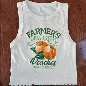 Farmer's Market Peaches Kids Tank Top - White and Green